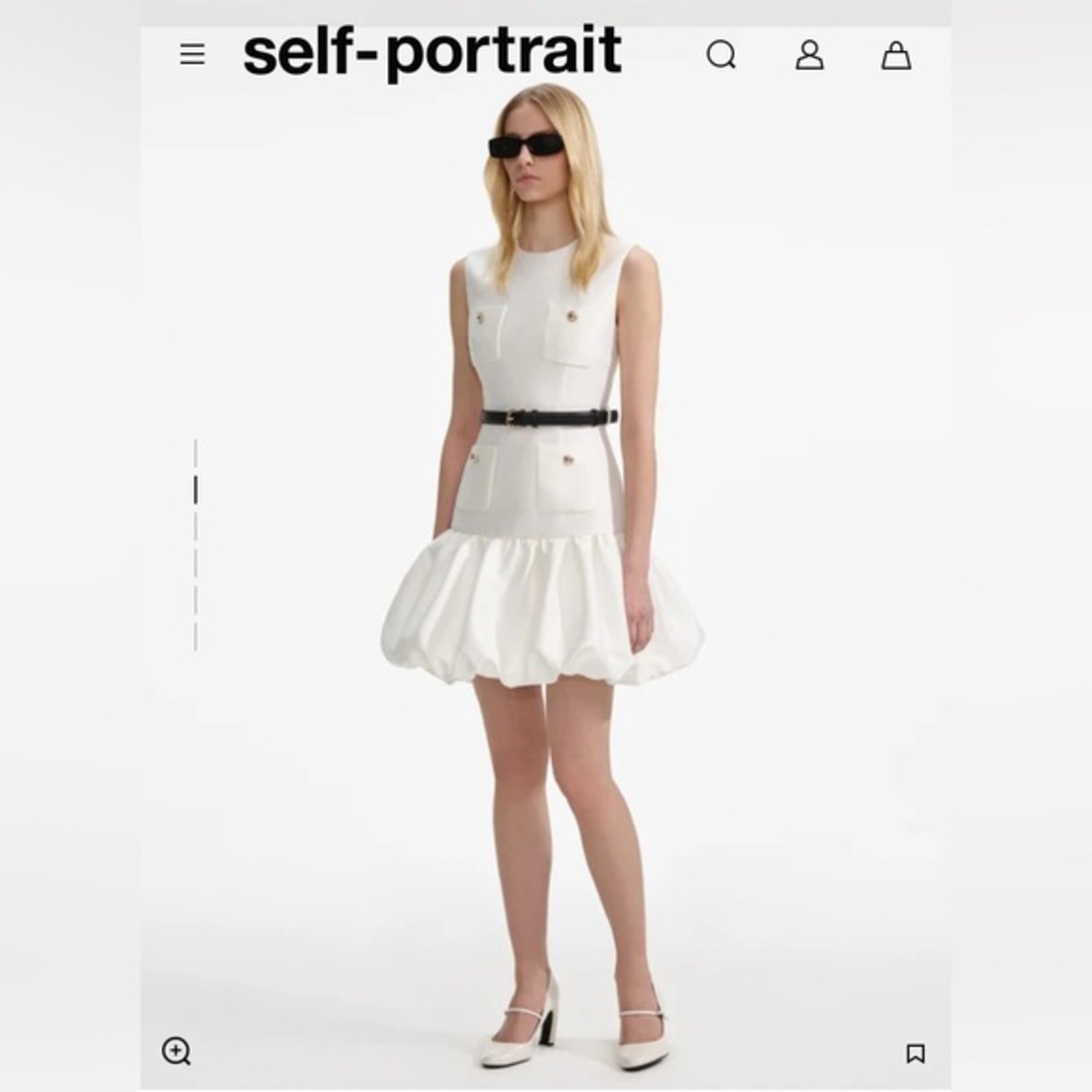 New Self Portrait Cream Taffeta Mini Ruffled Dress